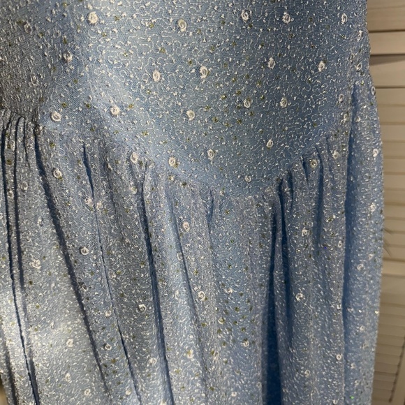 Vintage Beaded Floral Appliqués Peasant Dress Blue XL - Picture 11 of 14